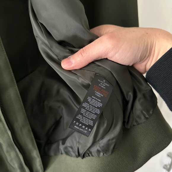 Topman Olive Green Bomber Jacket - Picture 8 of 10